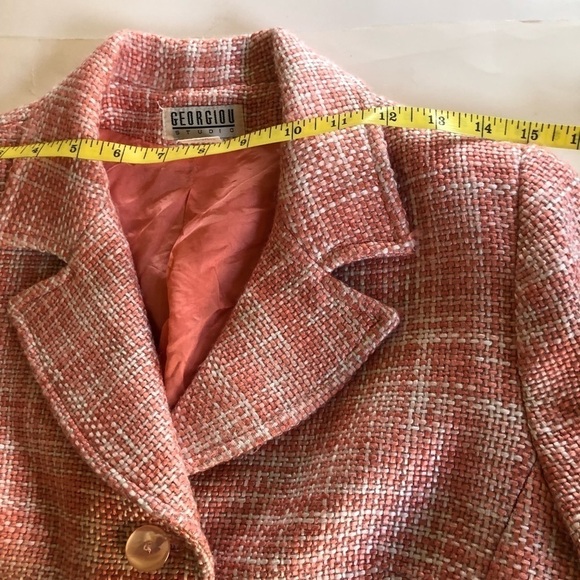 Vintage GEORGIOU Studio Three Button Closure Tweed Wool Blend Notched Lapel Sz 8 - Picture 10 of 16